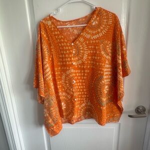 Orange Patterned Women's Top
